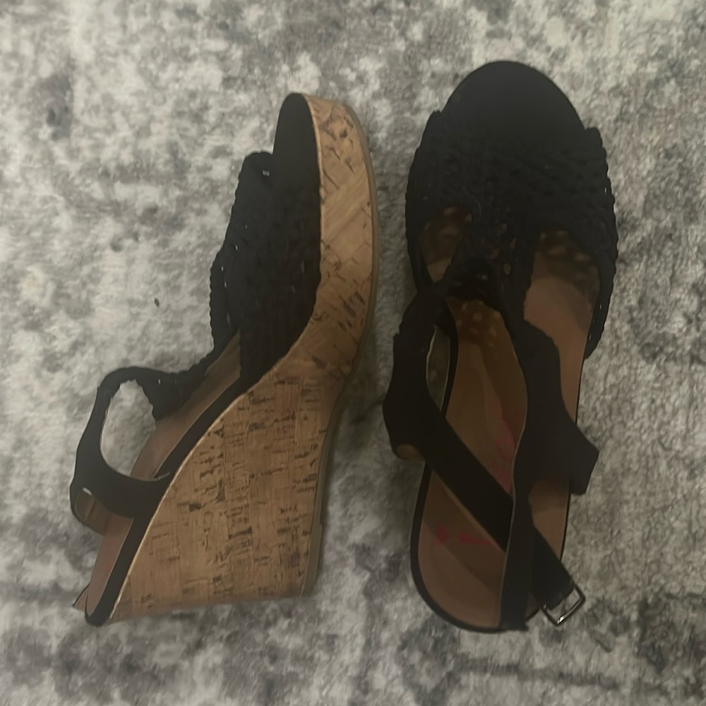 Jellypop black wedges- worn once